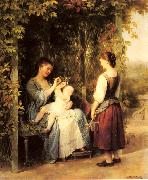 Fritz Zuber-Buhler Tickling the Baby oil painting artist